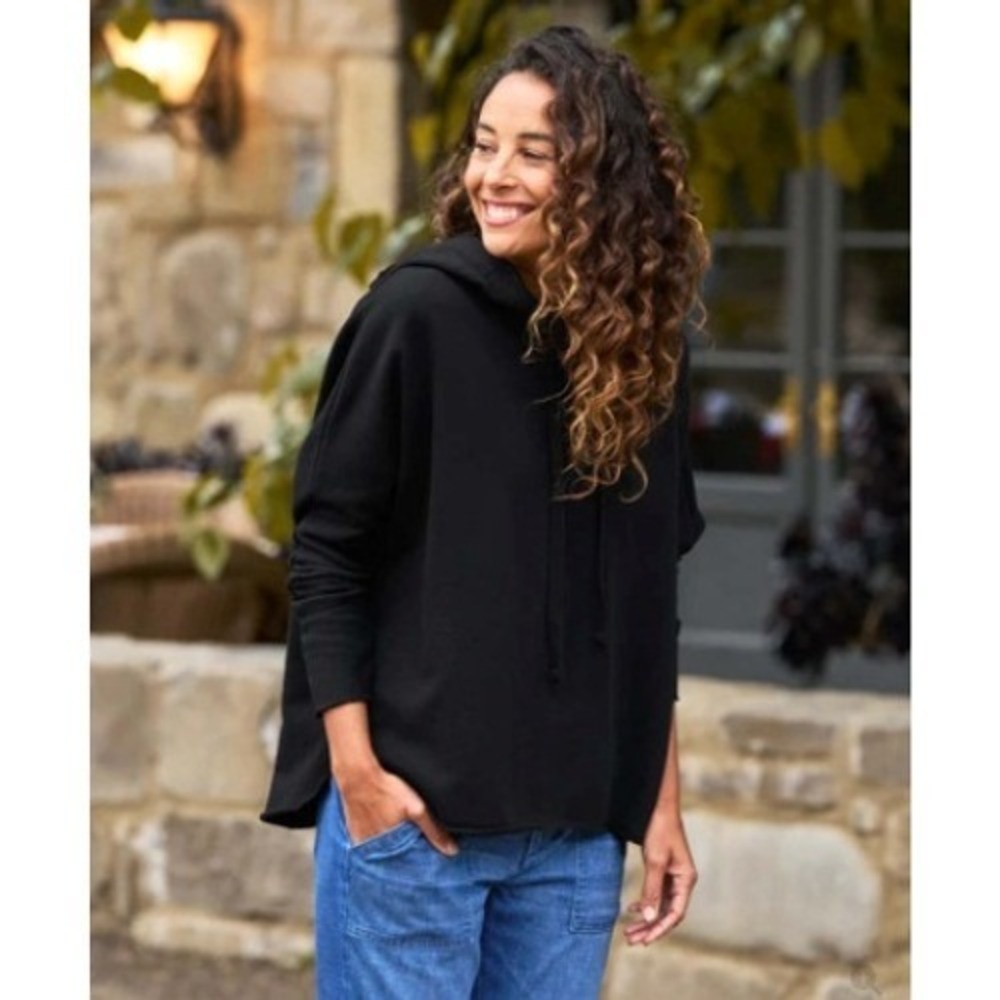 Frank & Eileen Kane Capelet Hoodie Womens M Black Quiet Luxury Minimalist EUC